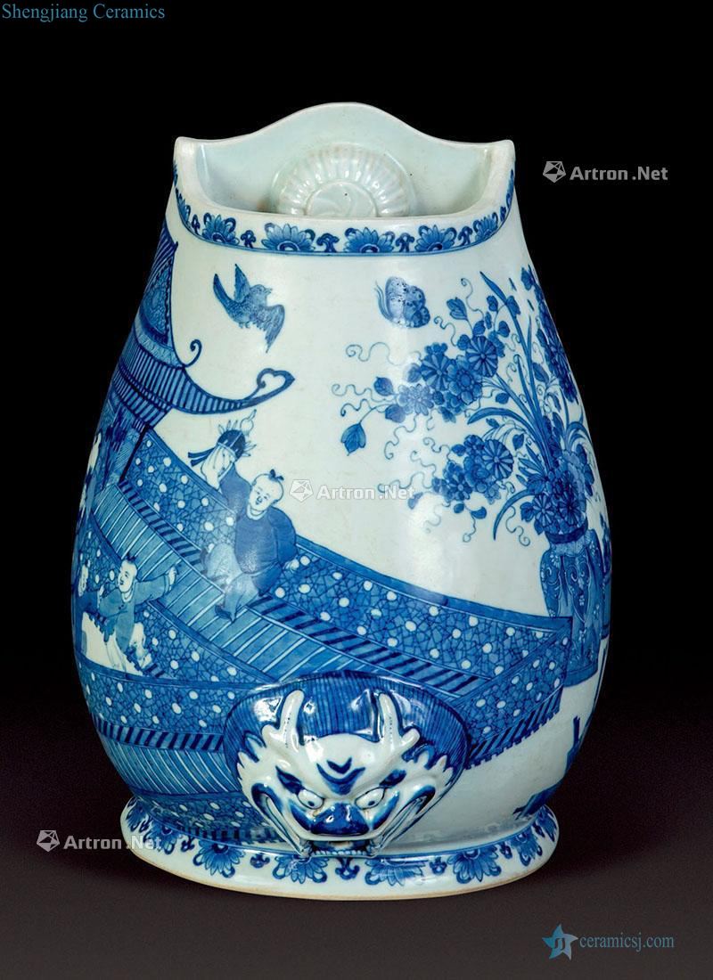 Qing dynasty blue and white wall bottles