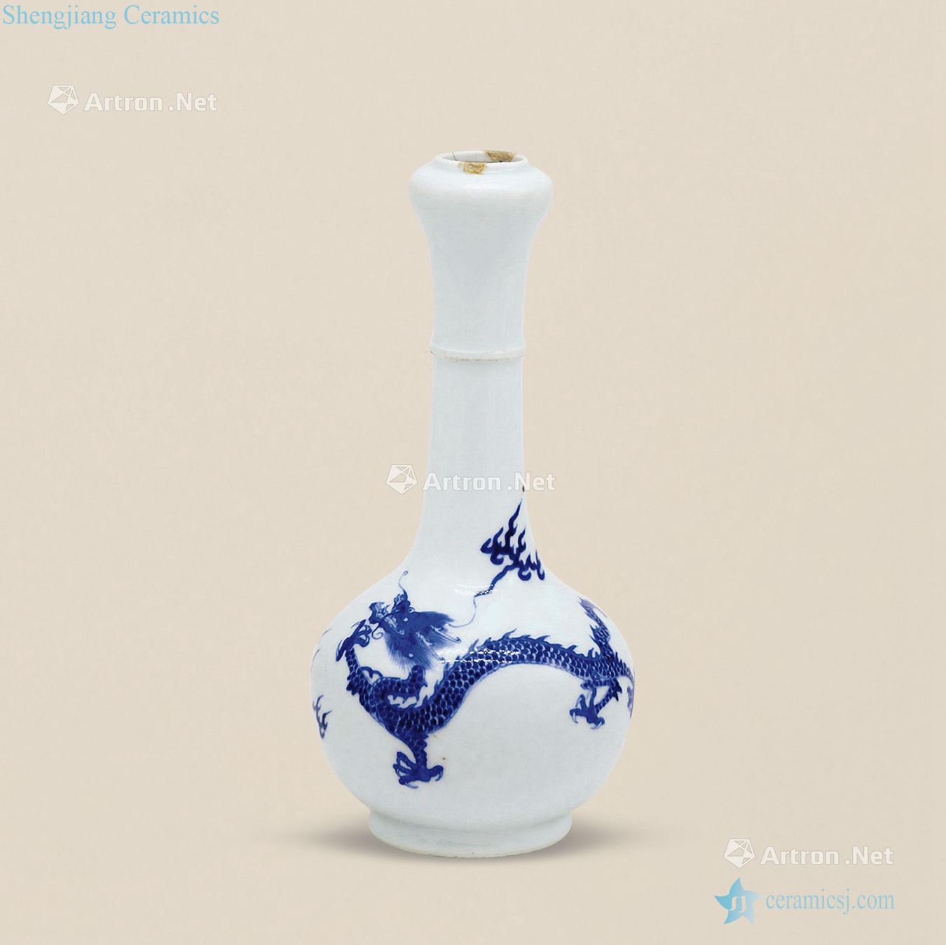 The qing emperor kangxi Blue and white longfeng grain bottle of garlic