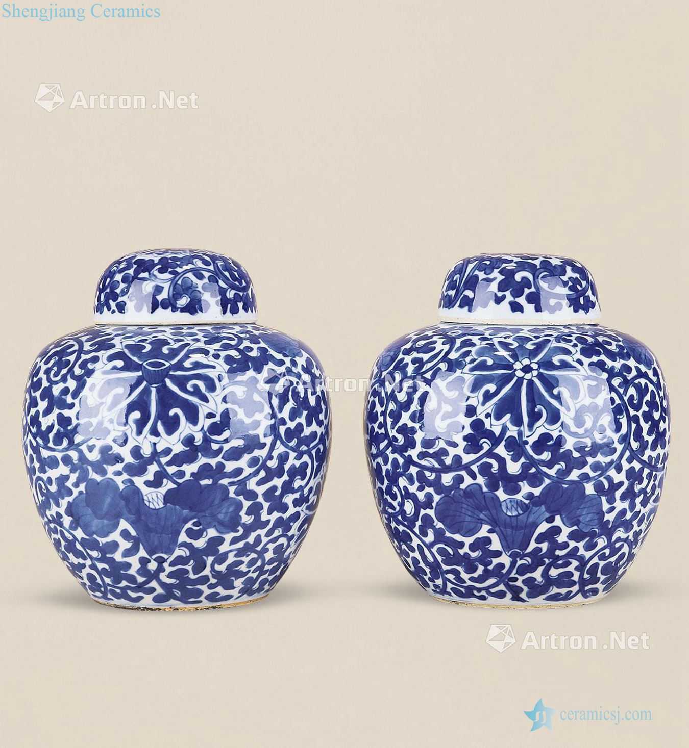 Qing guangxu Fold the lotus flower cover canister (a)