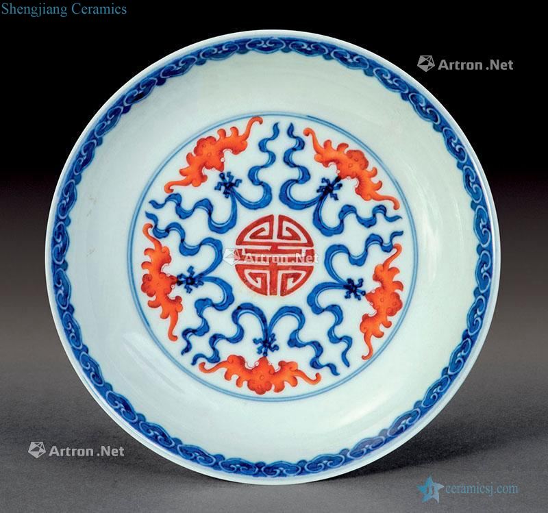 qing Blue and red bats plate