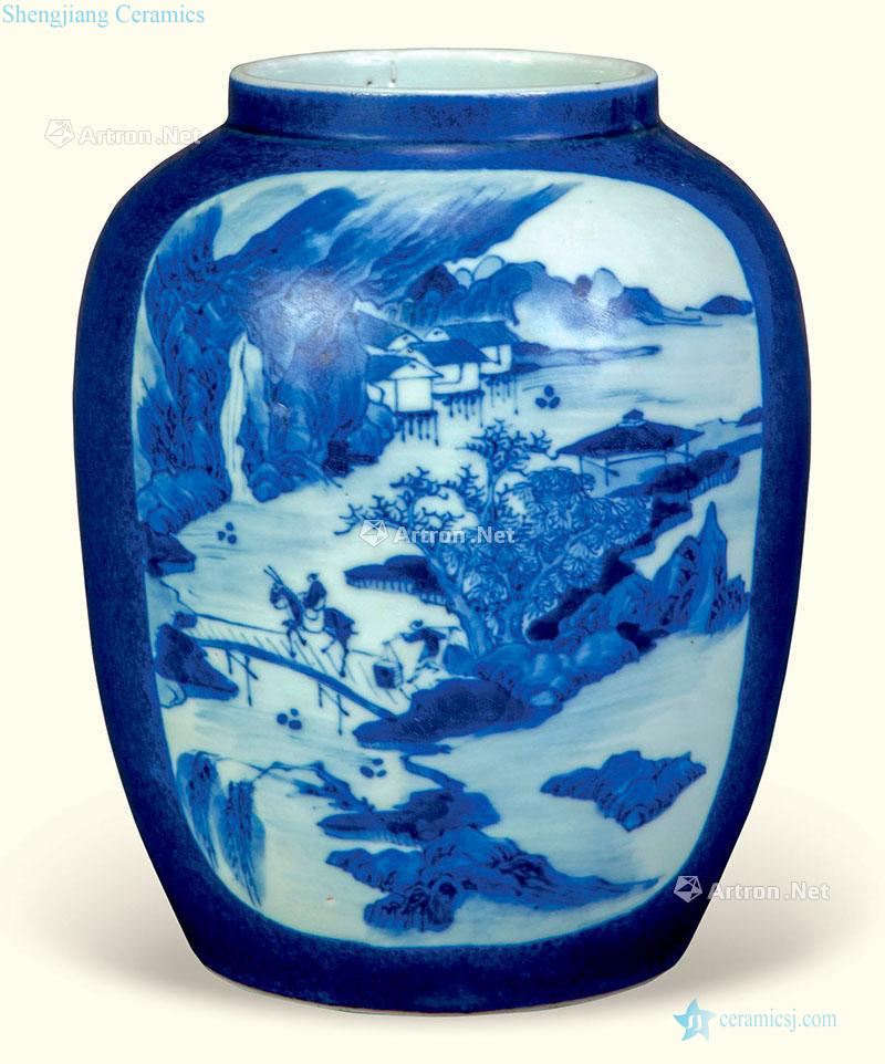 Qing porcelain medallion landscape cans