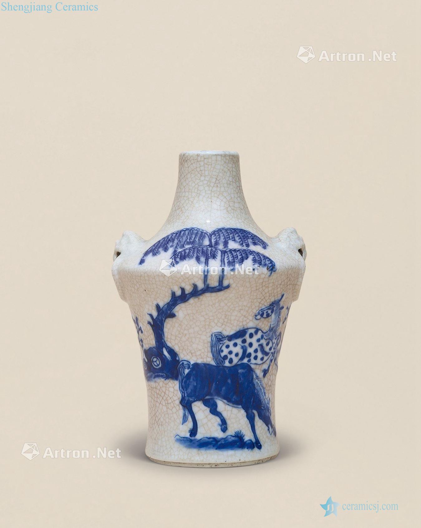 Blue and white shade of willow trees double jun qing elder brother to figure bottles