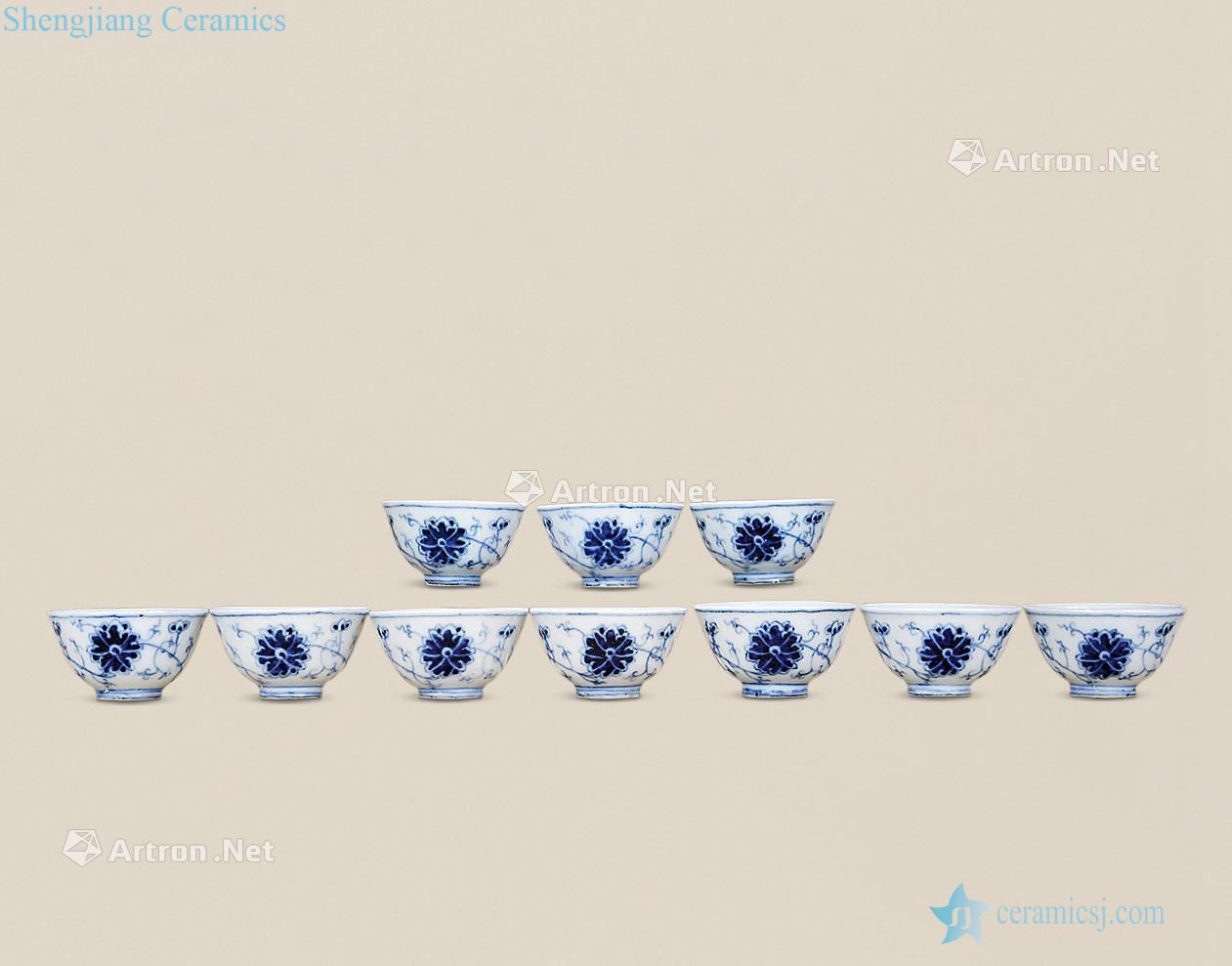 Qing guangxu Blue and white tie up lotus flower bowl (ten)