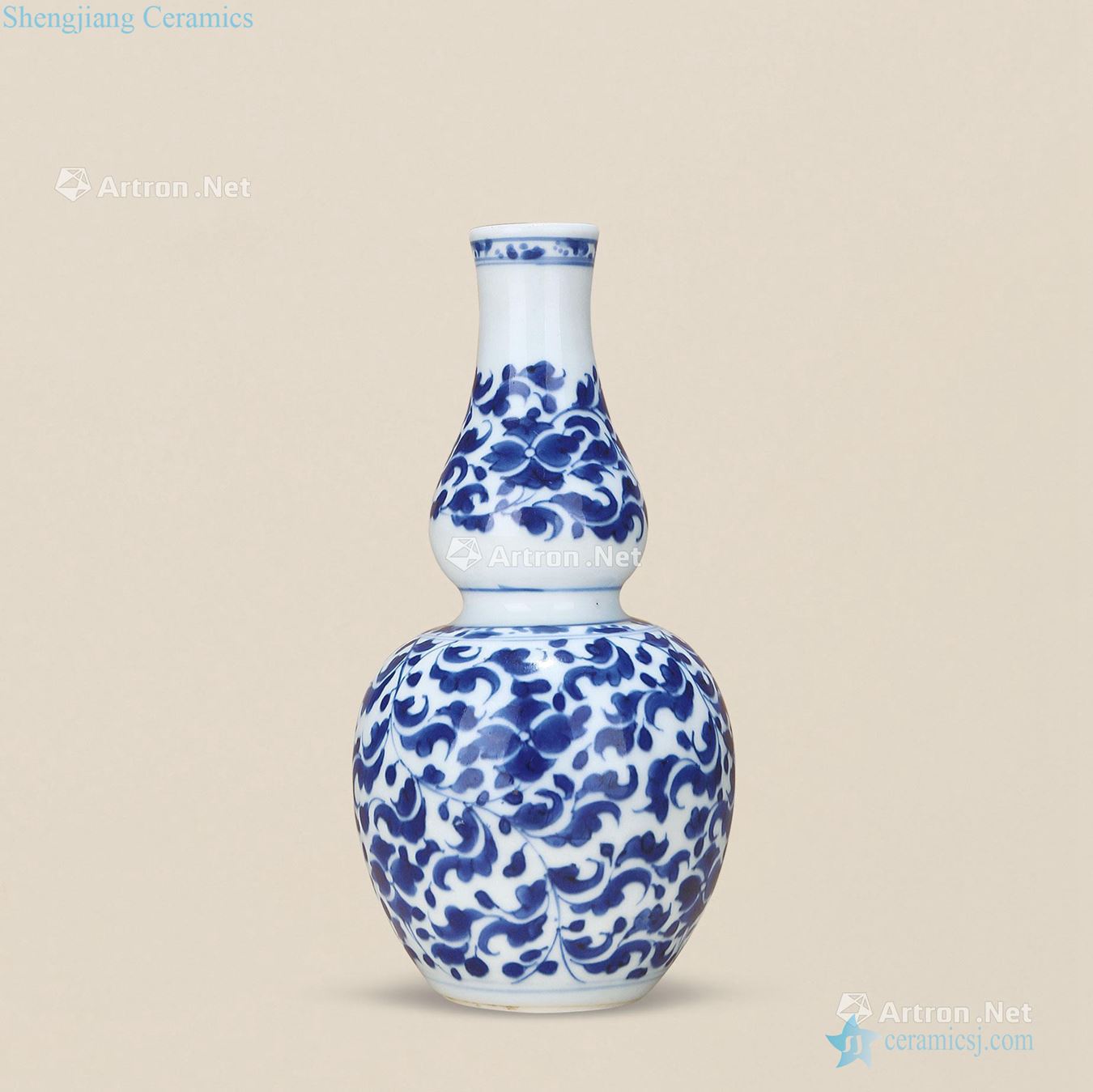 The qing emperor kangxi Blue and white lotus flower grain bottle gourd