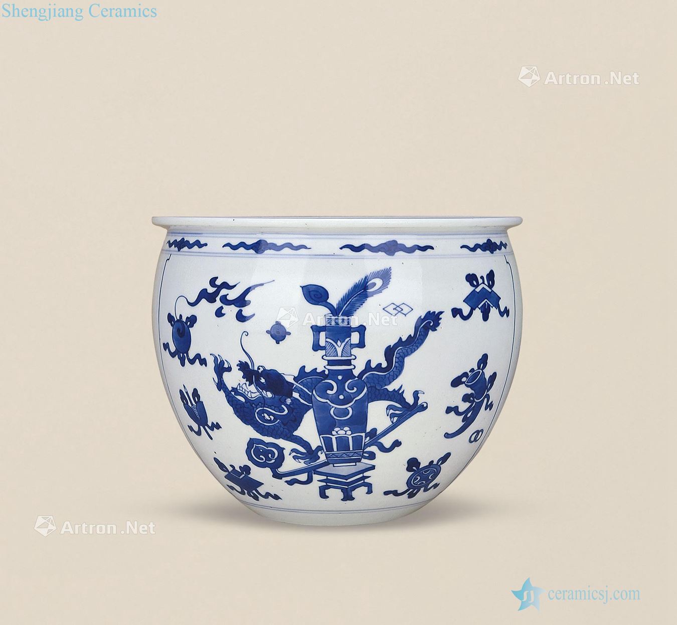 The qing emperor kangxi Blue bo GuLongWen cylinder