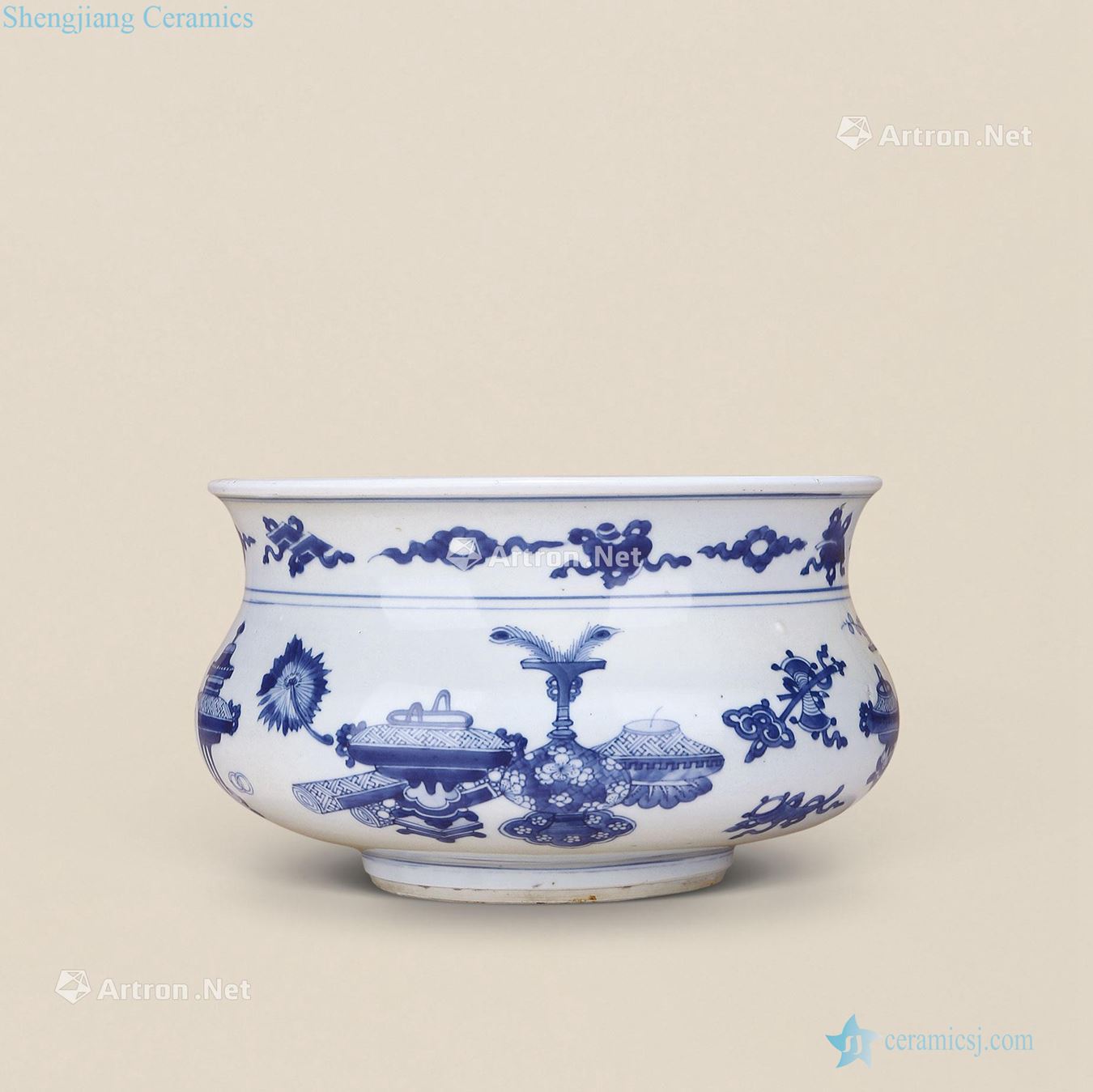 The qing emperor kangxi Blue and white antique incense burner