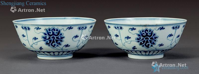 qing Blue and white flower bowls bound branches (2)