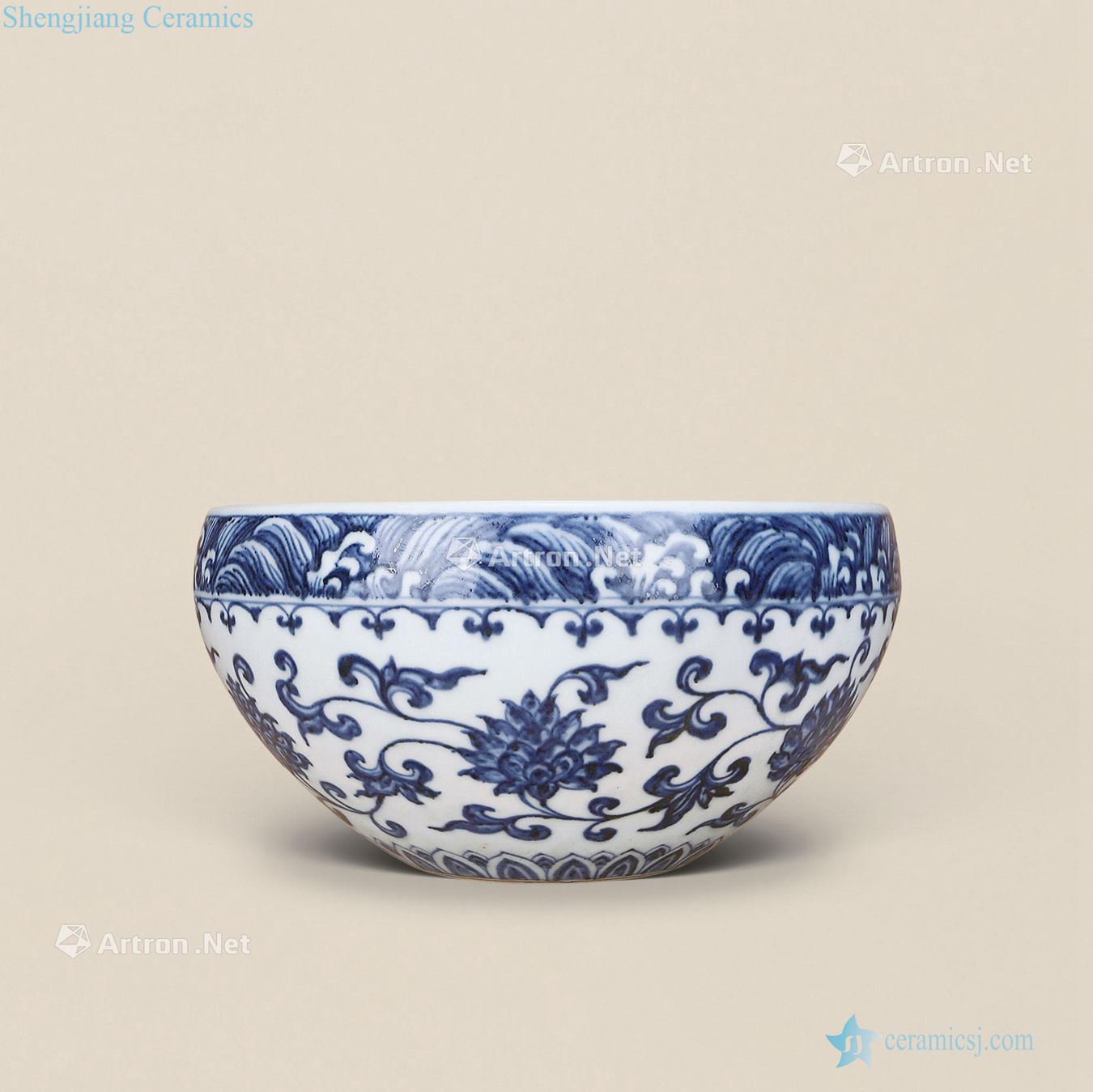 Ming Blue and white flower pot around branches