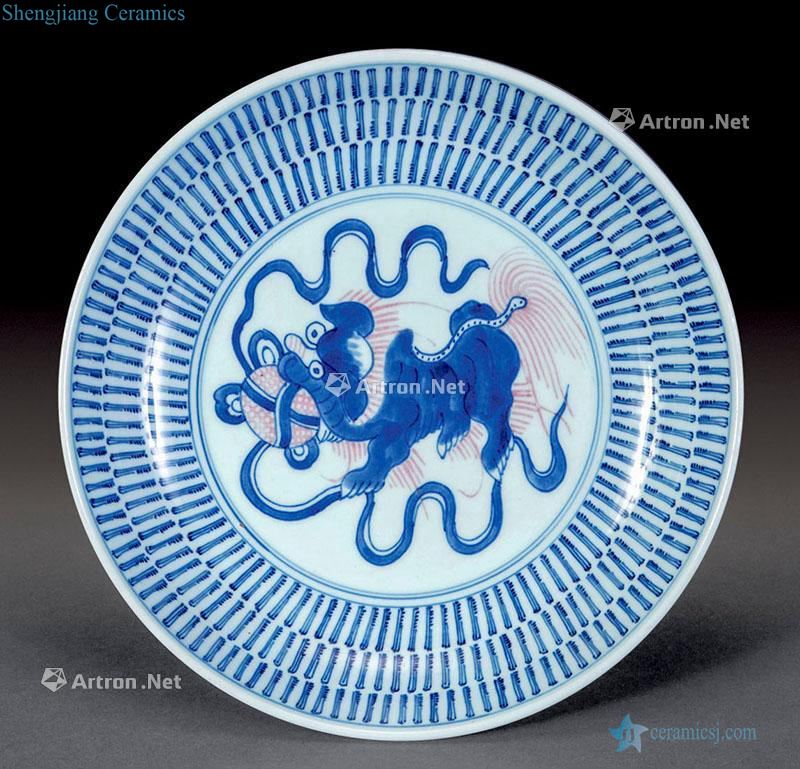 The qing emperor kangxi Blue and purple lion tray