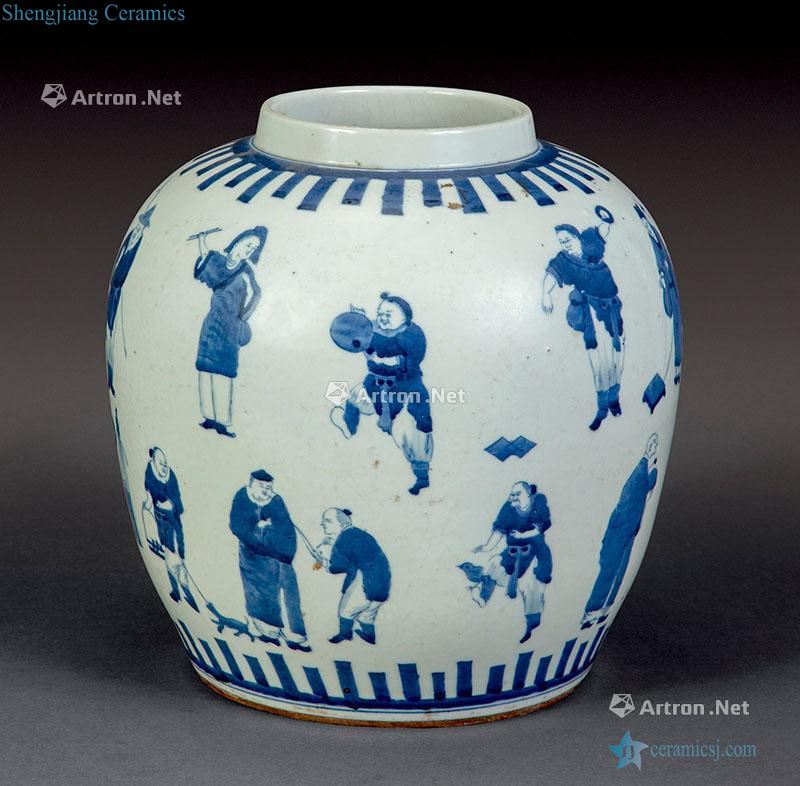 Qing dynasty blue and white pot