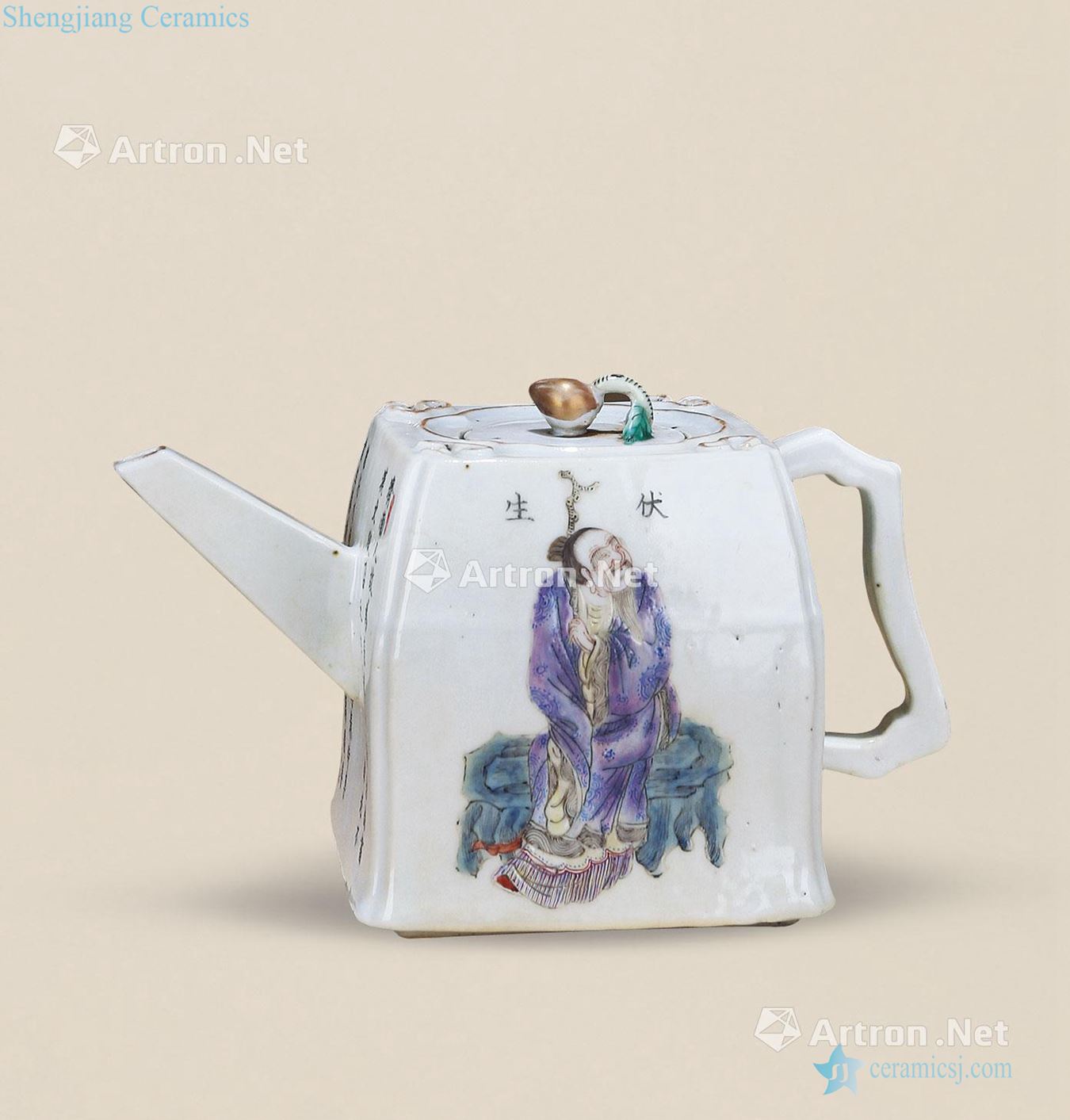 In late qing pastel unique spectral lines teapot