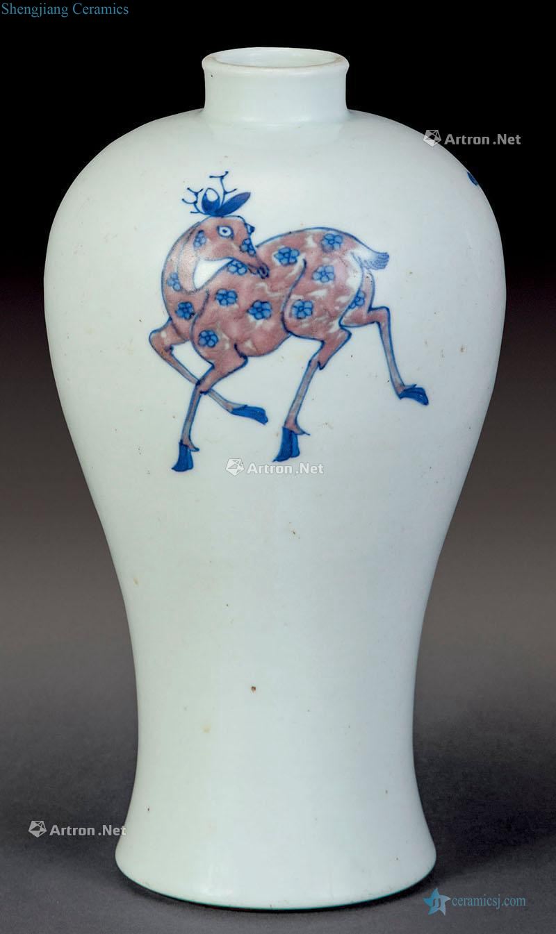 Qing dynasty blue-and-white youligong deer grain bottle