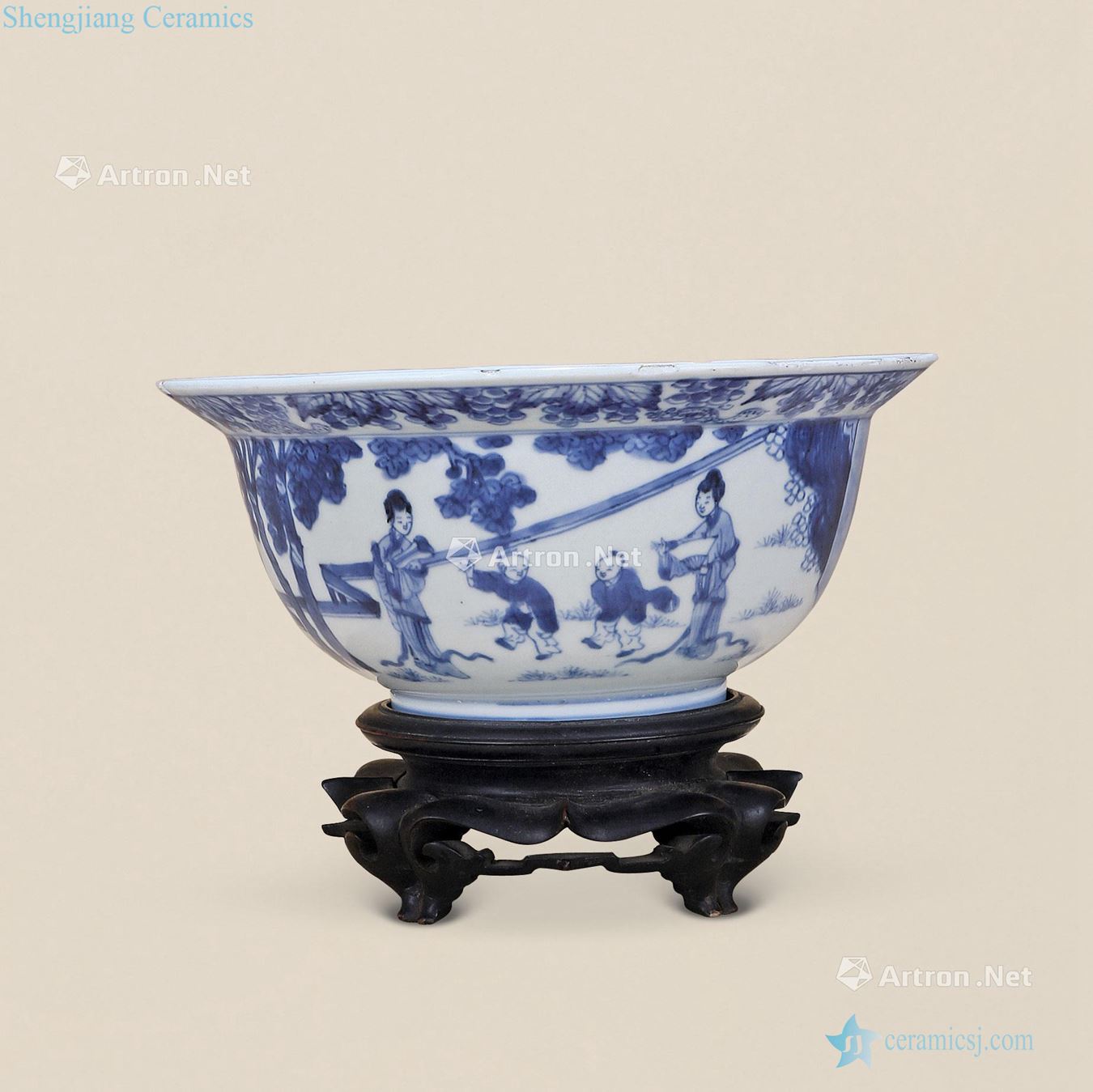 The qing emperor kangxi Four princess 16 ZiWen bowl of blue and white