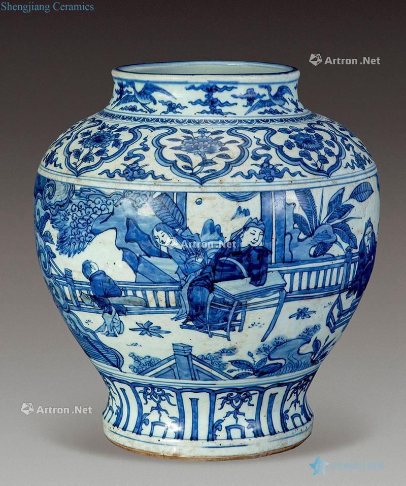 Ming Stories of blue and white pot