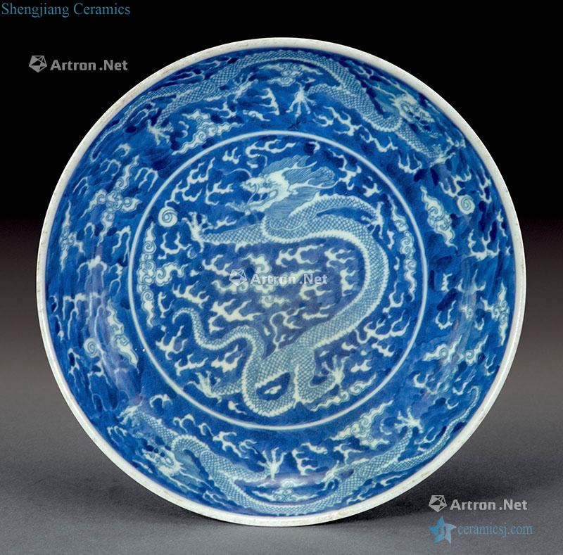 qing Blue and white dragon disc