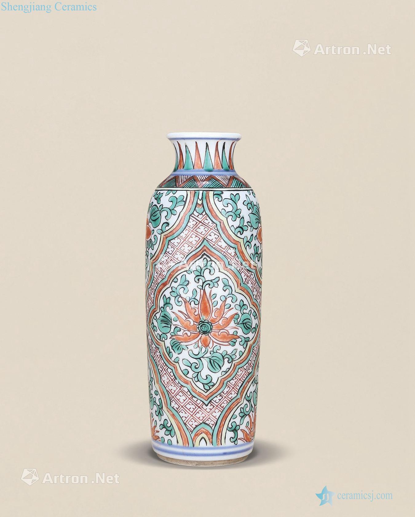The qing emperor kangxi Colorful flower drum bottles around branches