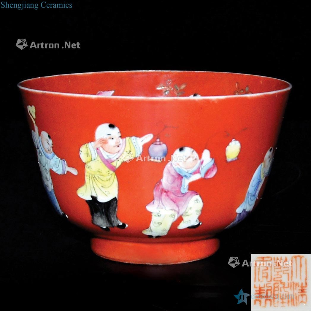 Qing qianlong pastel alum YingXiWen bowl of red