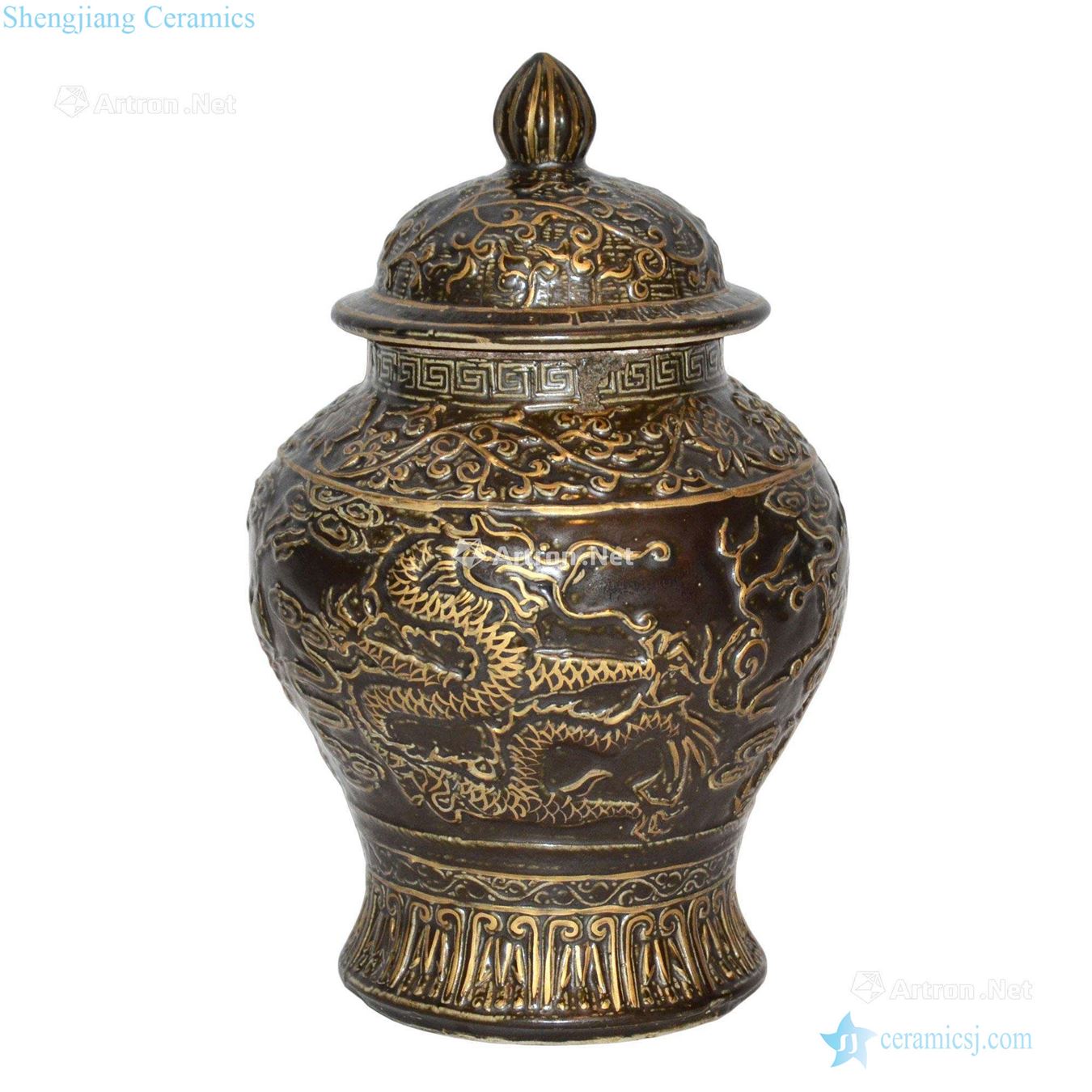 The song dynasty to build kilns ink general relief paint YunLongWen flower pot