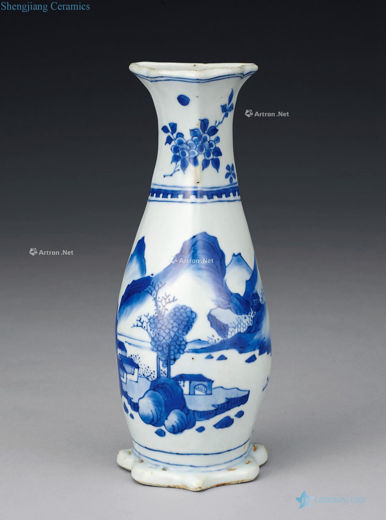 qing Blue and white landscape lines hanging bottle