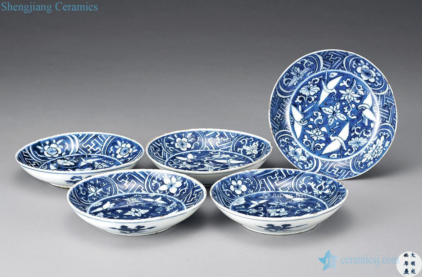 qing Blue and white flower on tray (five guest)