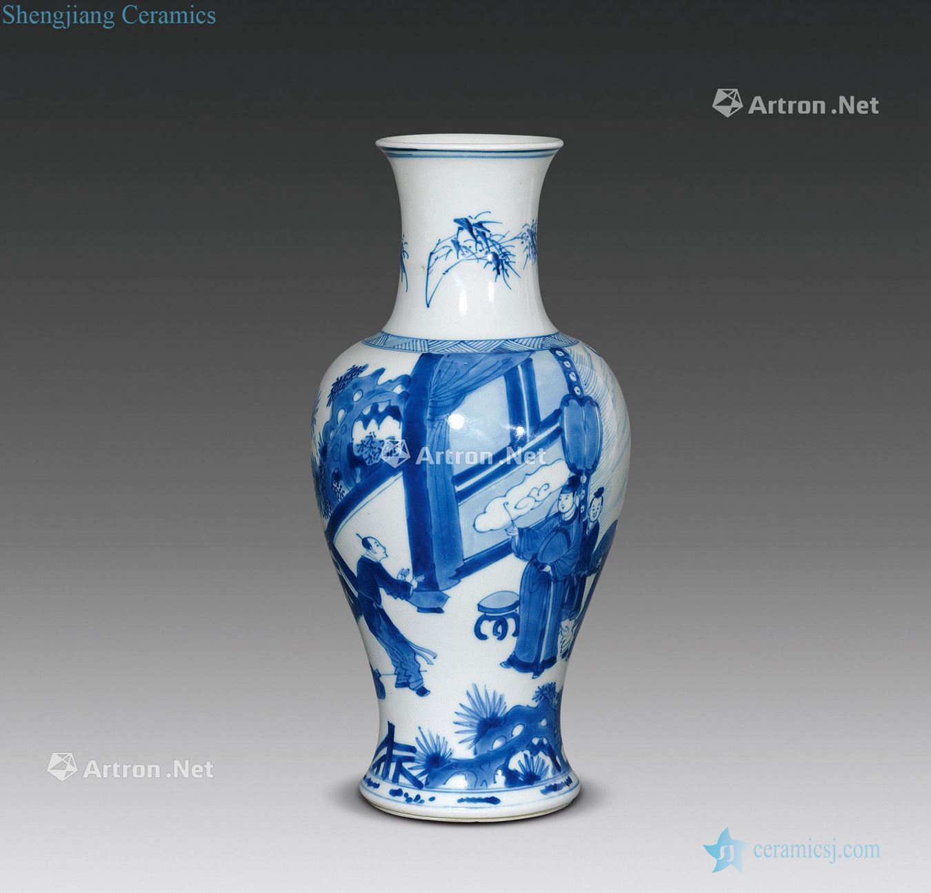 The qing emperor kangxi porcelain "YuZanJi story" goddess of mercy bottle