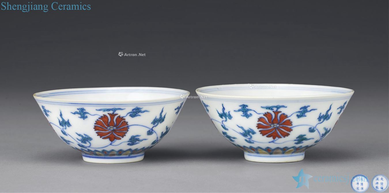 Qing yongzheng bucket colors branch lotus green-splashed bowls (a)