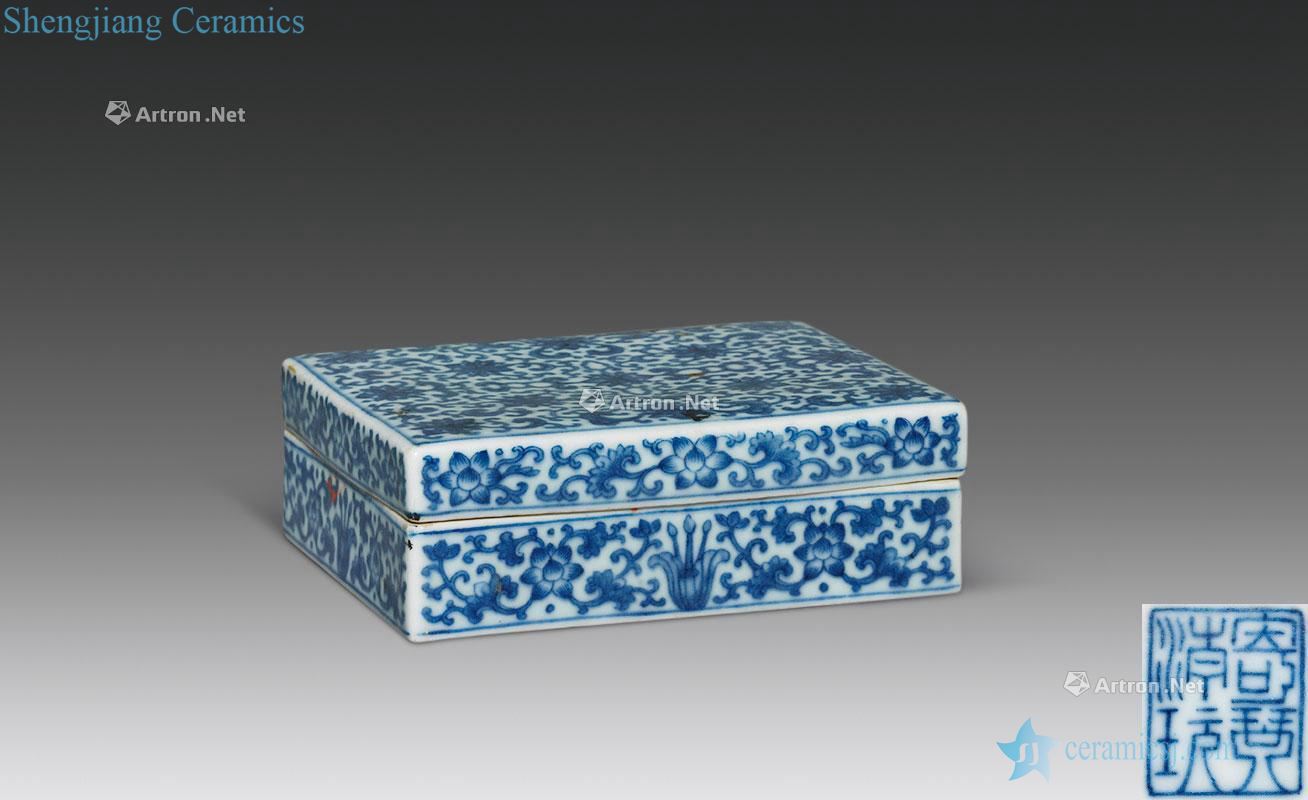 Qing jiaqing Blue and white tie up branch lines long box flowers