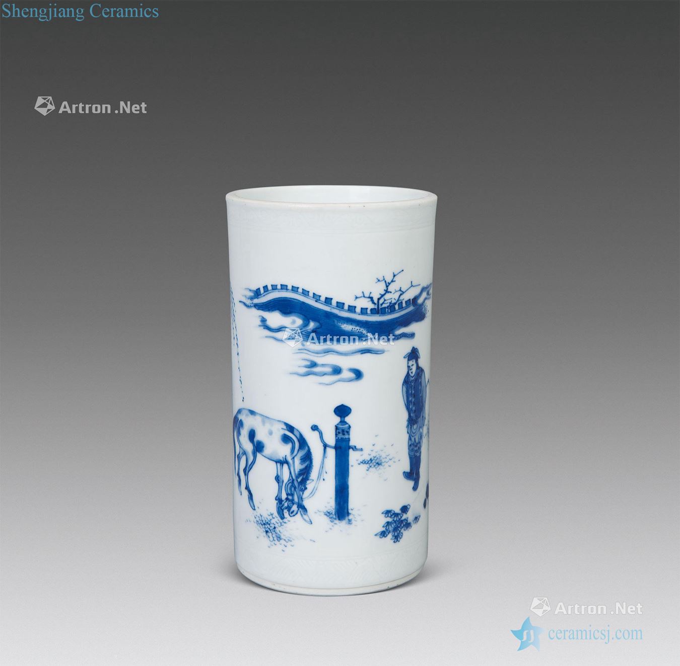 Ming chongzhen Blue and white MuMaTu brush pot
