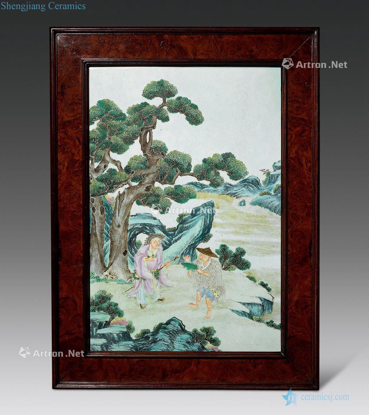 Qing qianlong pastel landscape porcelain plate