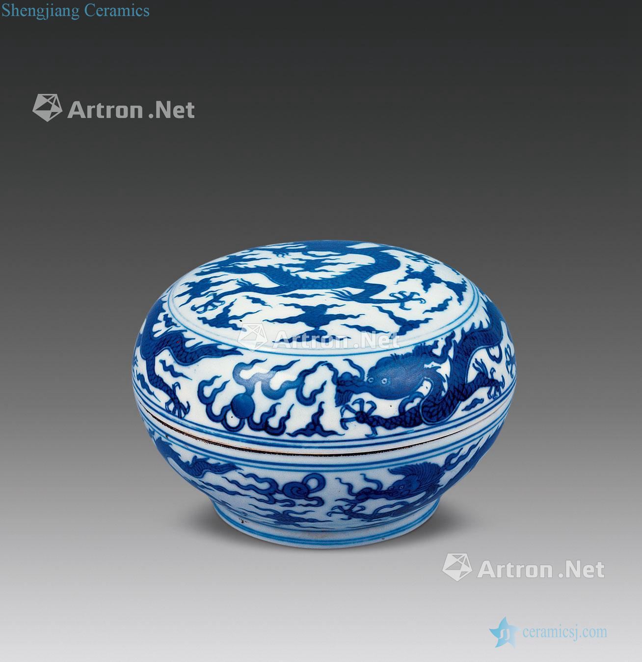 qing Blue and white dragon cover box