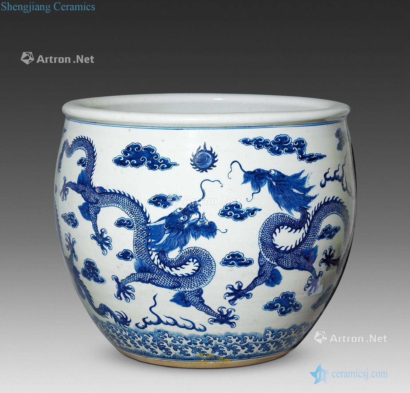 - guangxu qing Blue and white YunLongWen vats