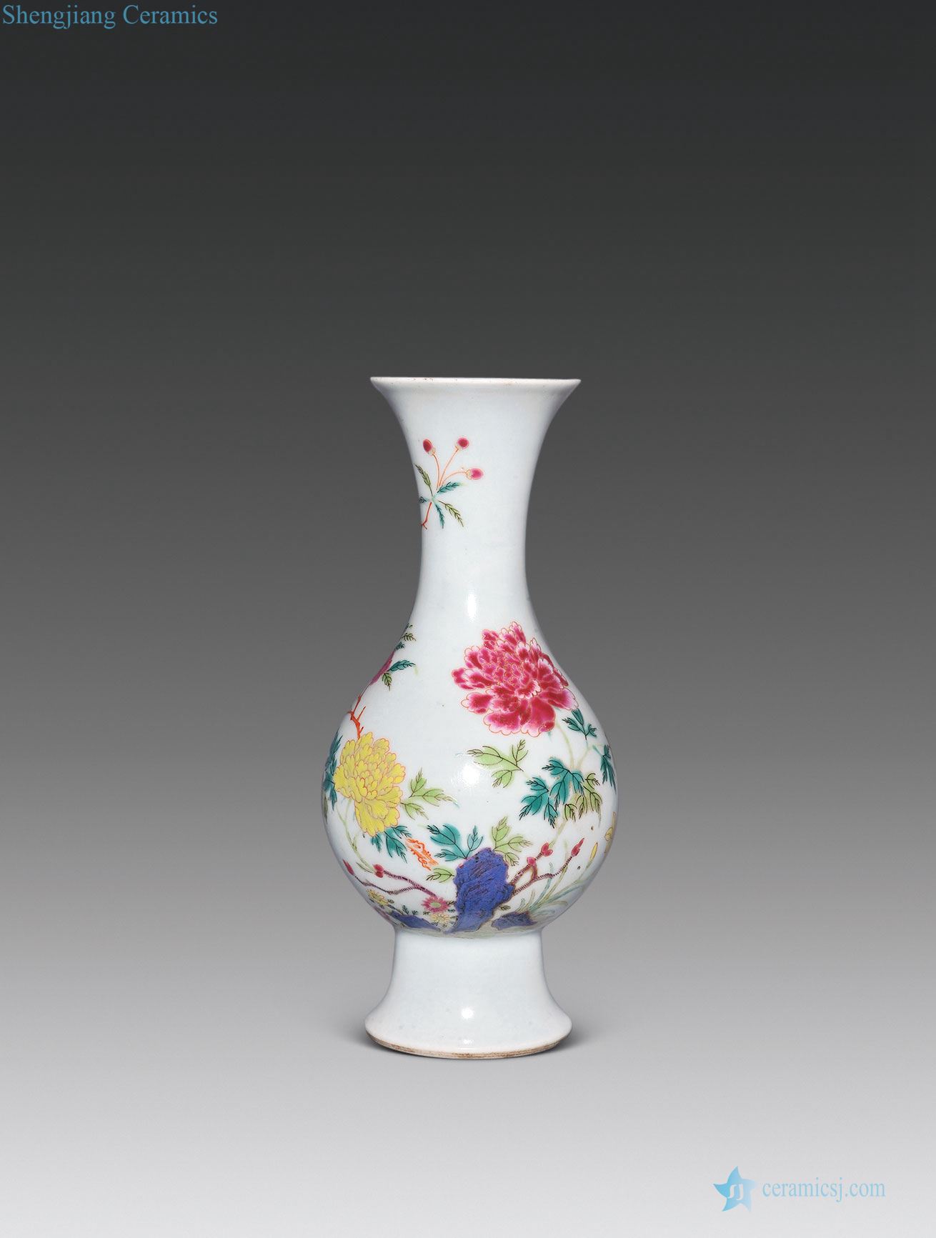 Qing yongzheng pastel flowers grain bottle