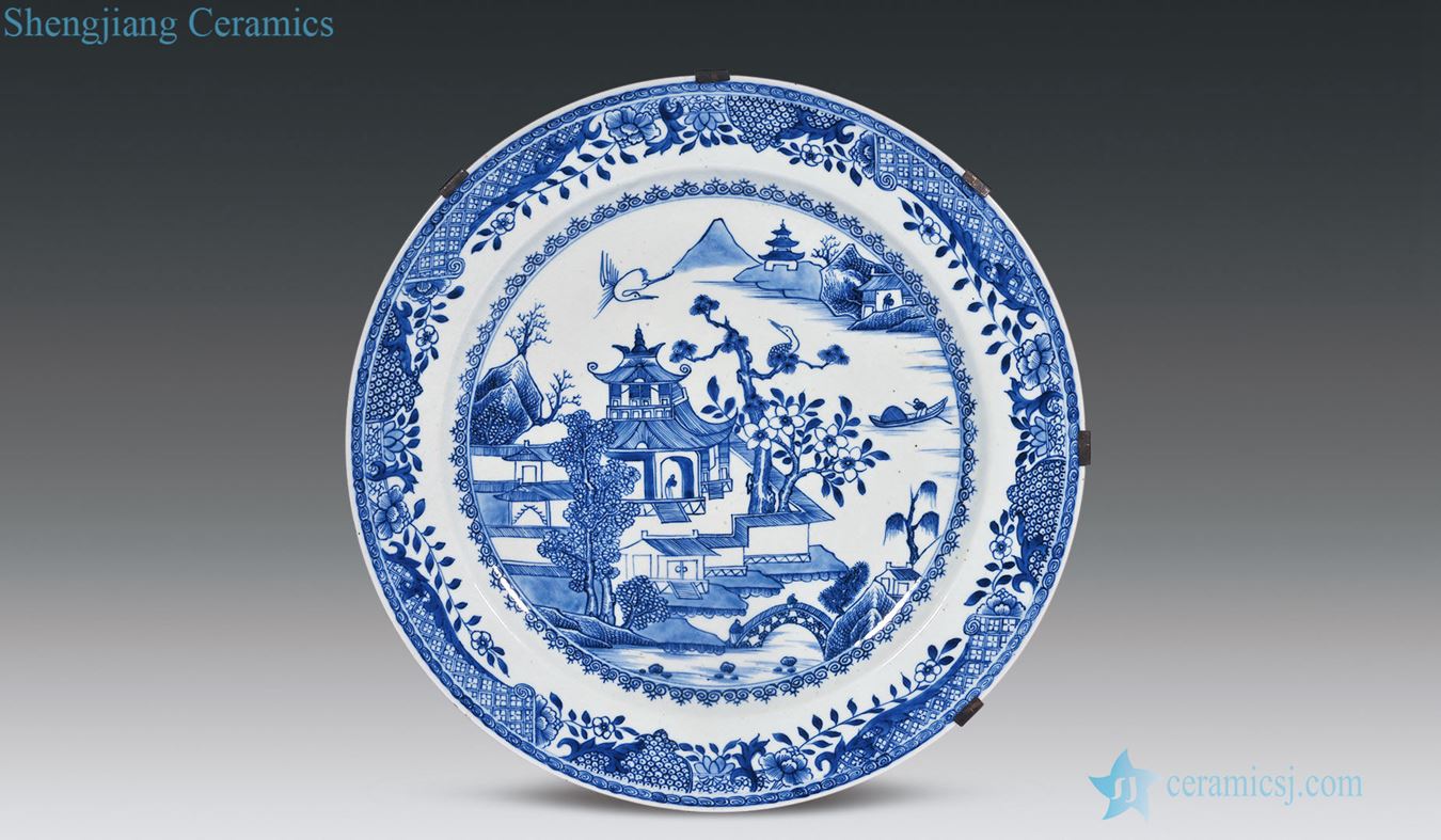 Qing qianlong Blue and white landscape in the market