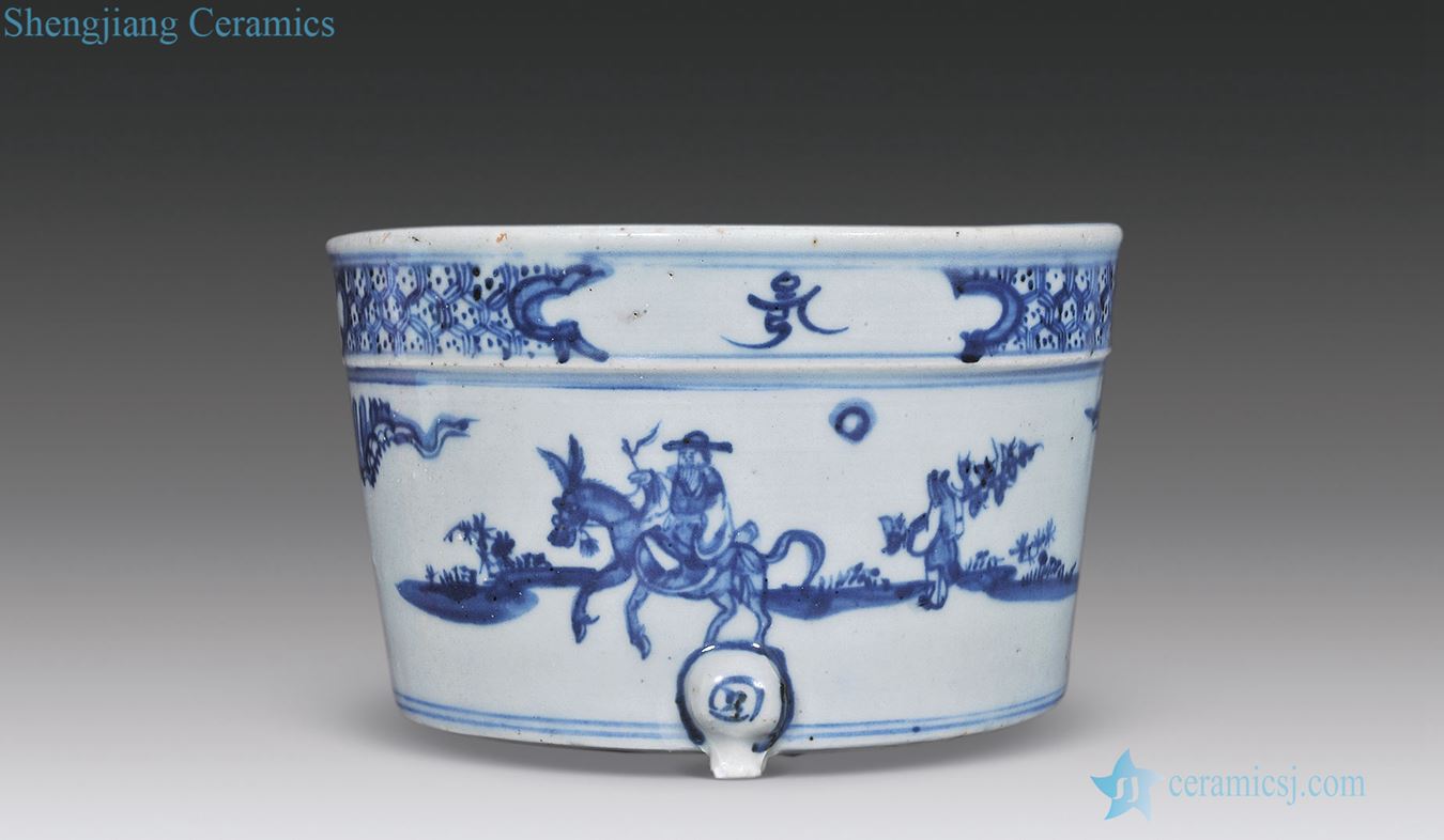 Ming dynasty Blue and white find stories of mei figure furnace through the snow