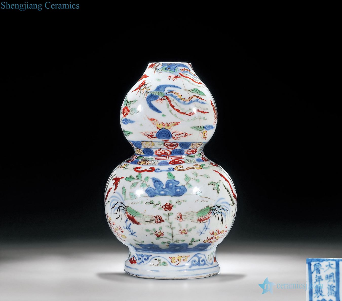 Ming wanli Blue and white color fine figure gourd bottle wall