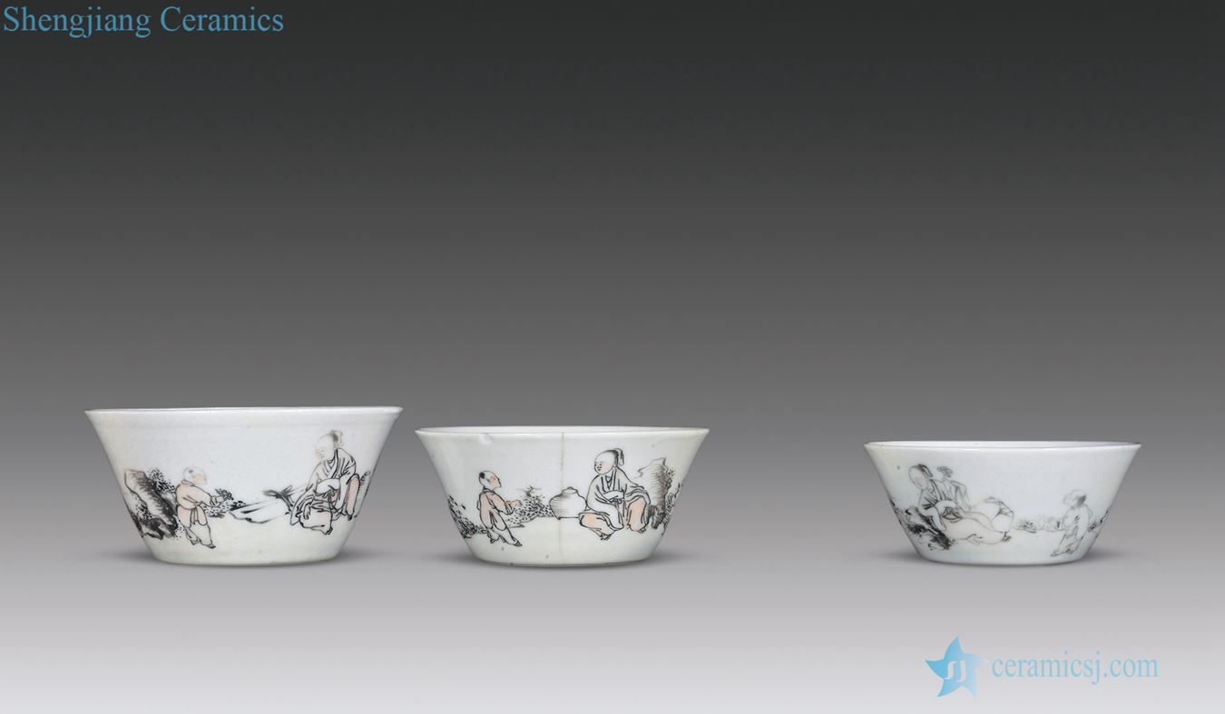 Qing yongzheng color ink Gao Shitu horseshoe cup (three)
