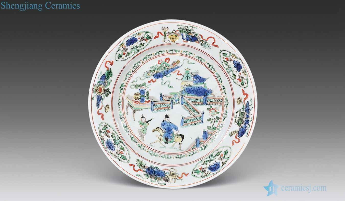 The qing emperor kangxi tray colorful characters