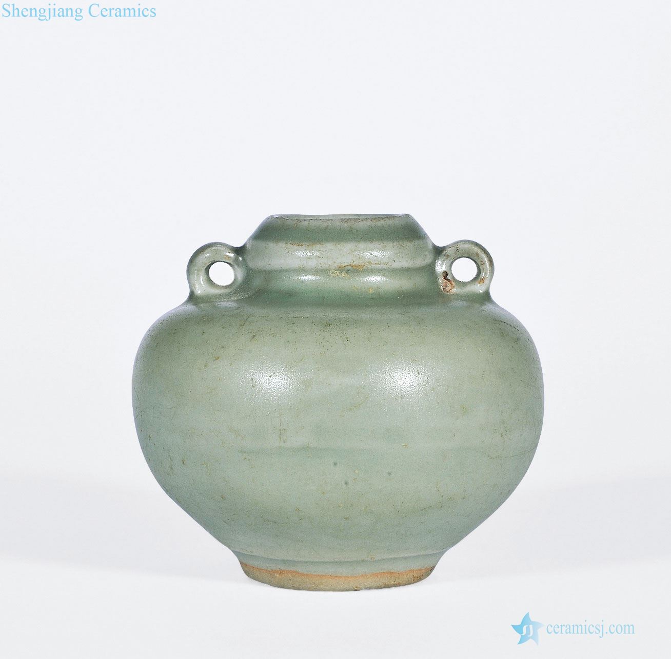 yuan Longquan celadon green glaze double canister