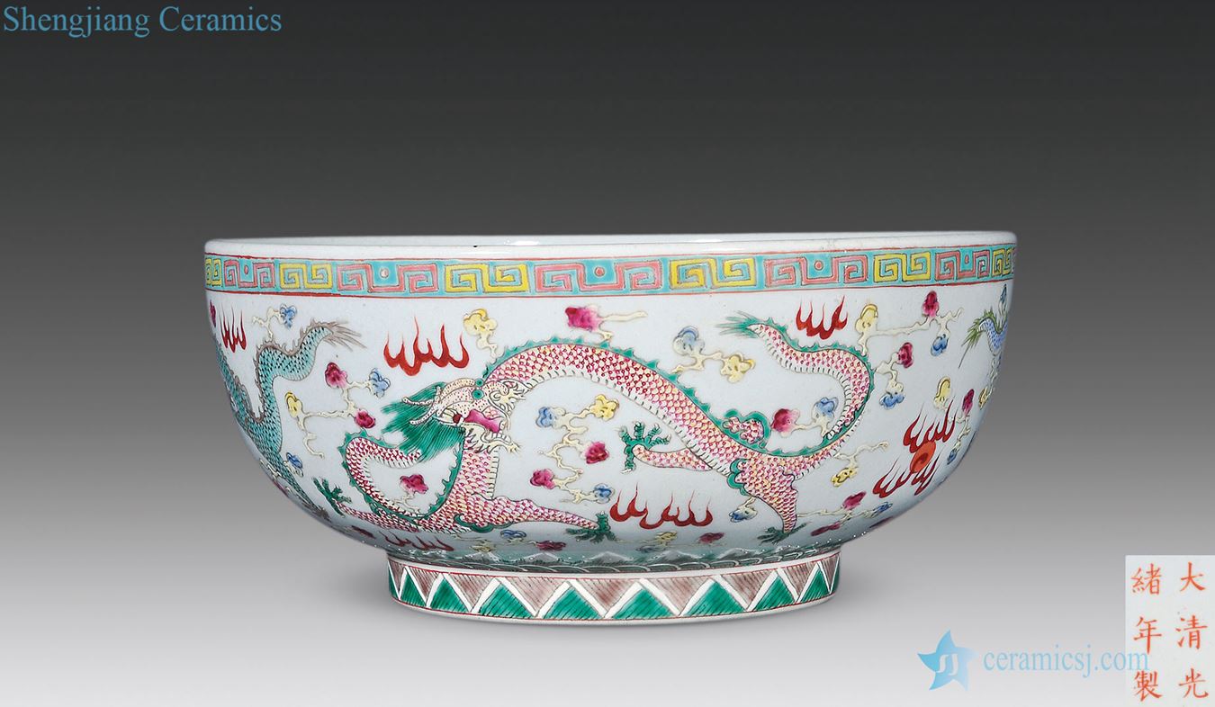 Qing guangxu Pastel YunLongWen big bowl