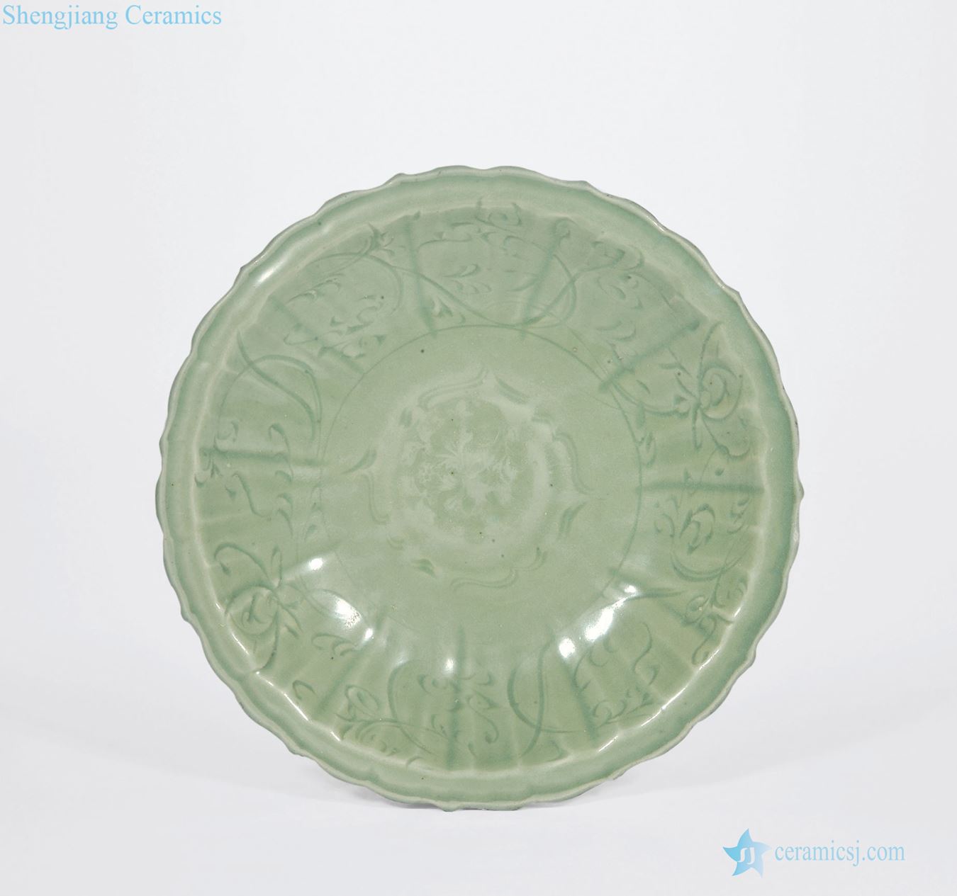 Ming Longquan celadon green glaze flower grain flower market