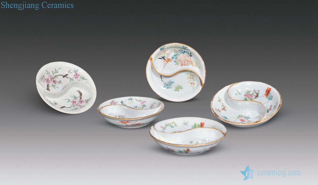 The late qing dynasty powder enamel, flower insect lines palette (five)