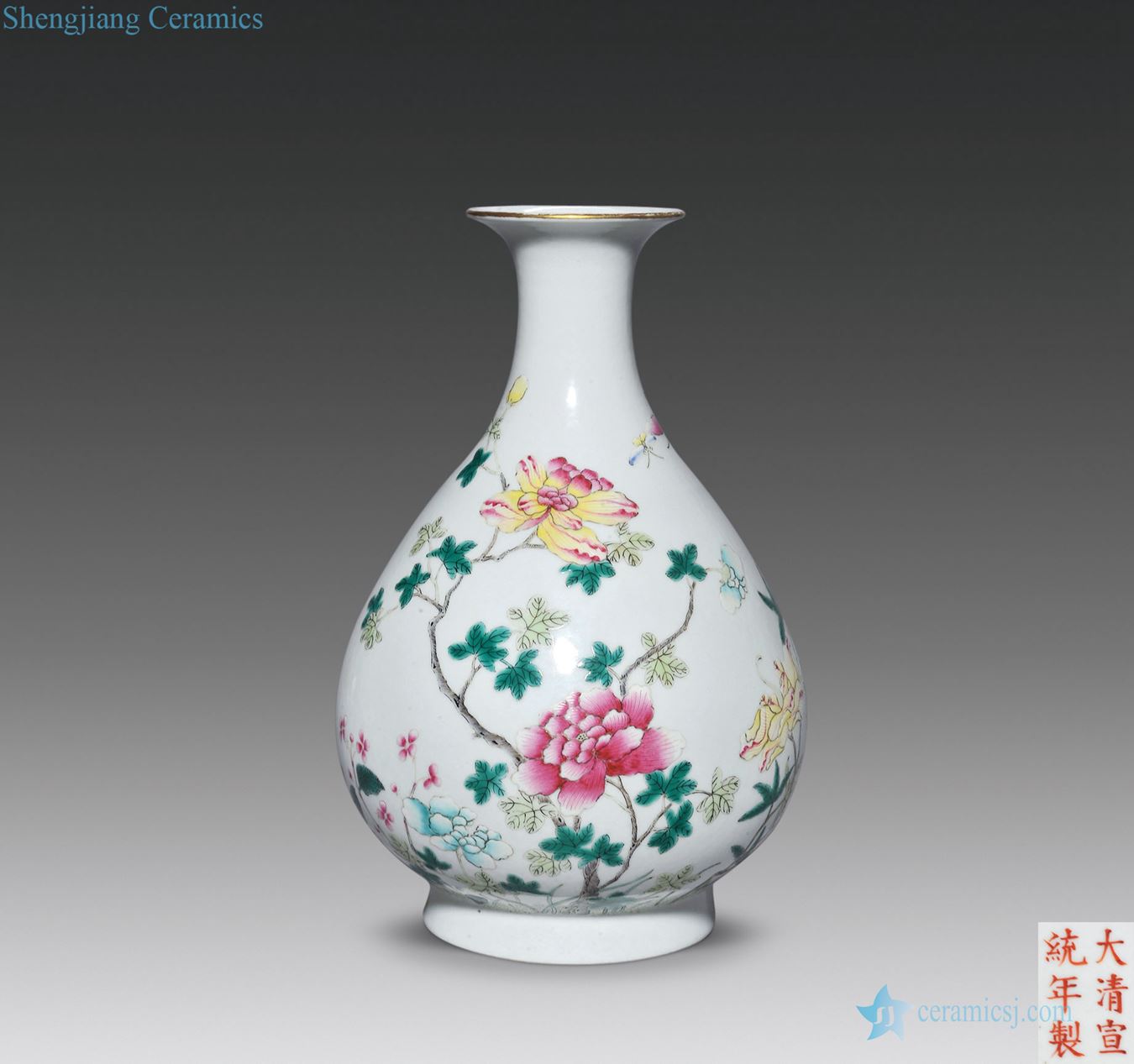 In late qing pastel flowers lines okho spring bottle