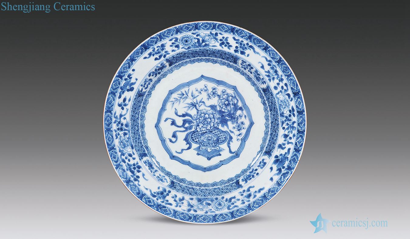 Qing yongzheng Blue and white flower grain market