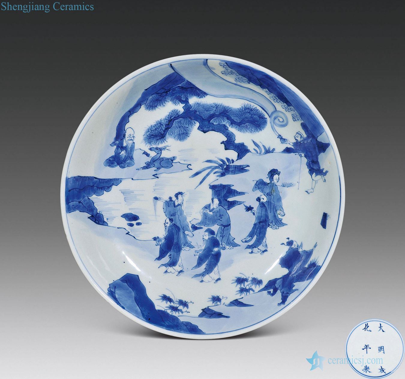 The qing emperor kangxi Blue and white the eight immortals celebrates the life of the market