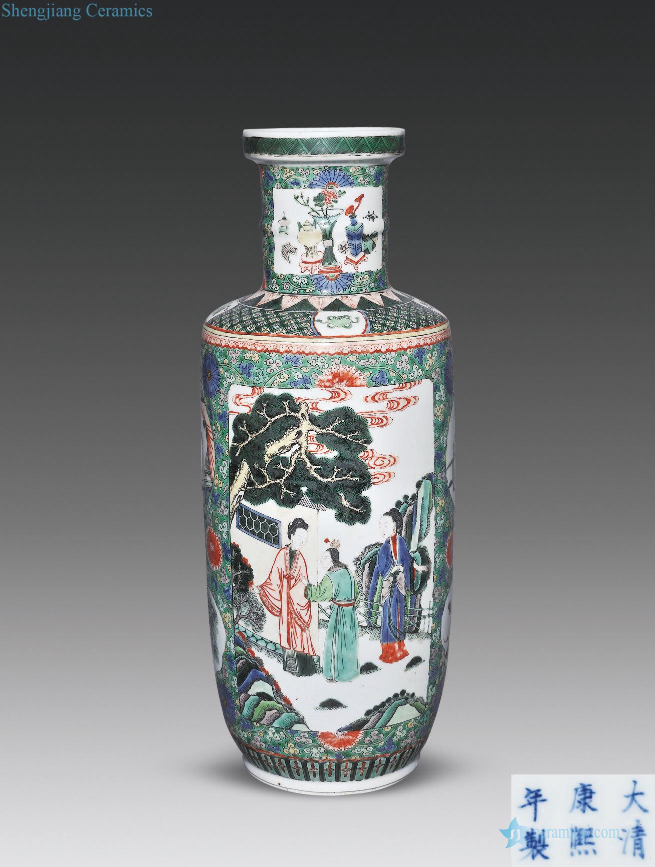 In late qing dynasty Colorful flower medallion character lines were bottles