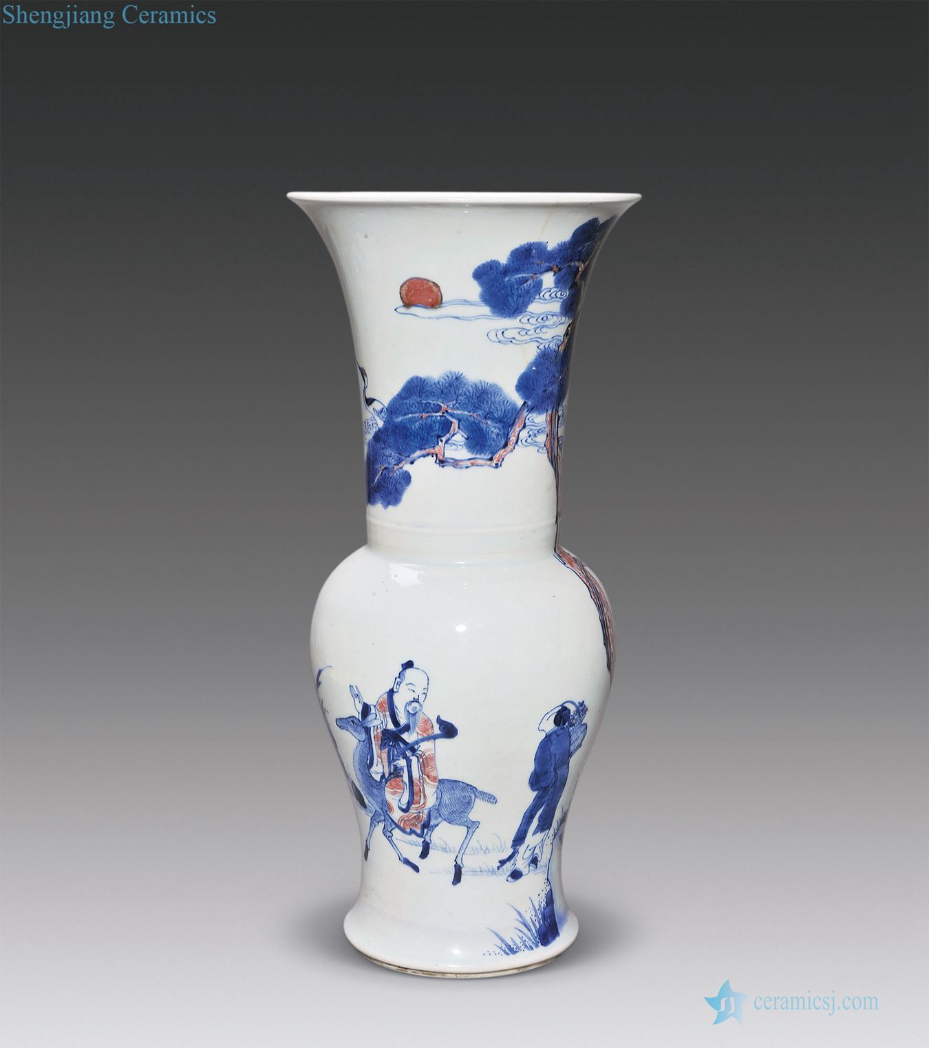 The qing emperor kangxi Blue and white youligong longevity figure PND tail-on honour