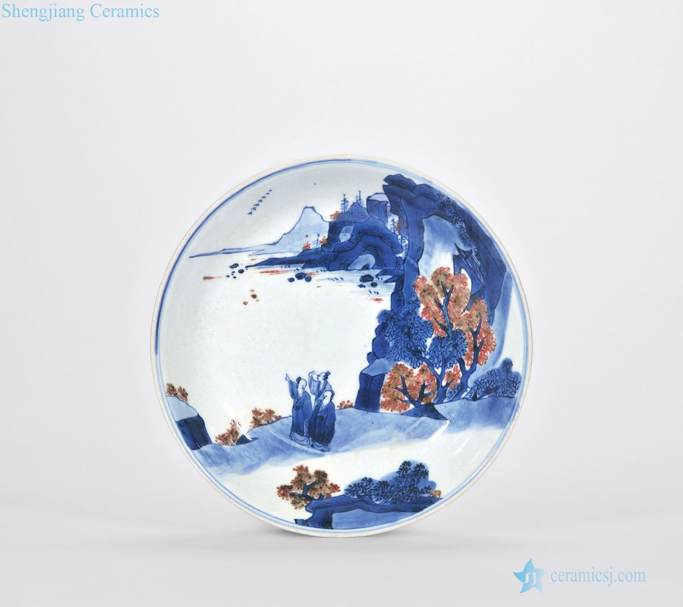 The qing emperor kangxi Blue and white tray youligong landscape characters