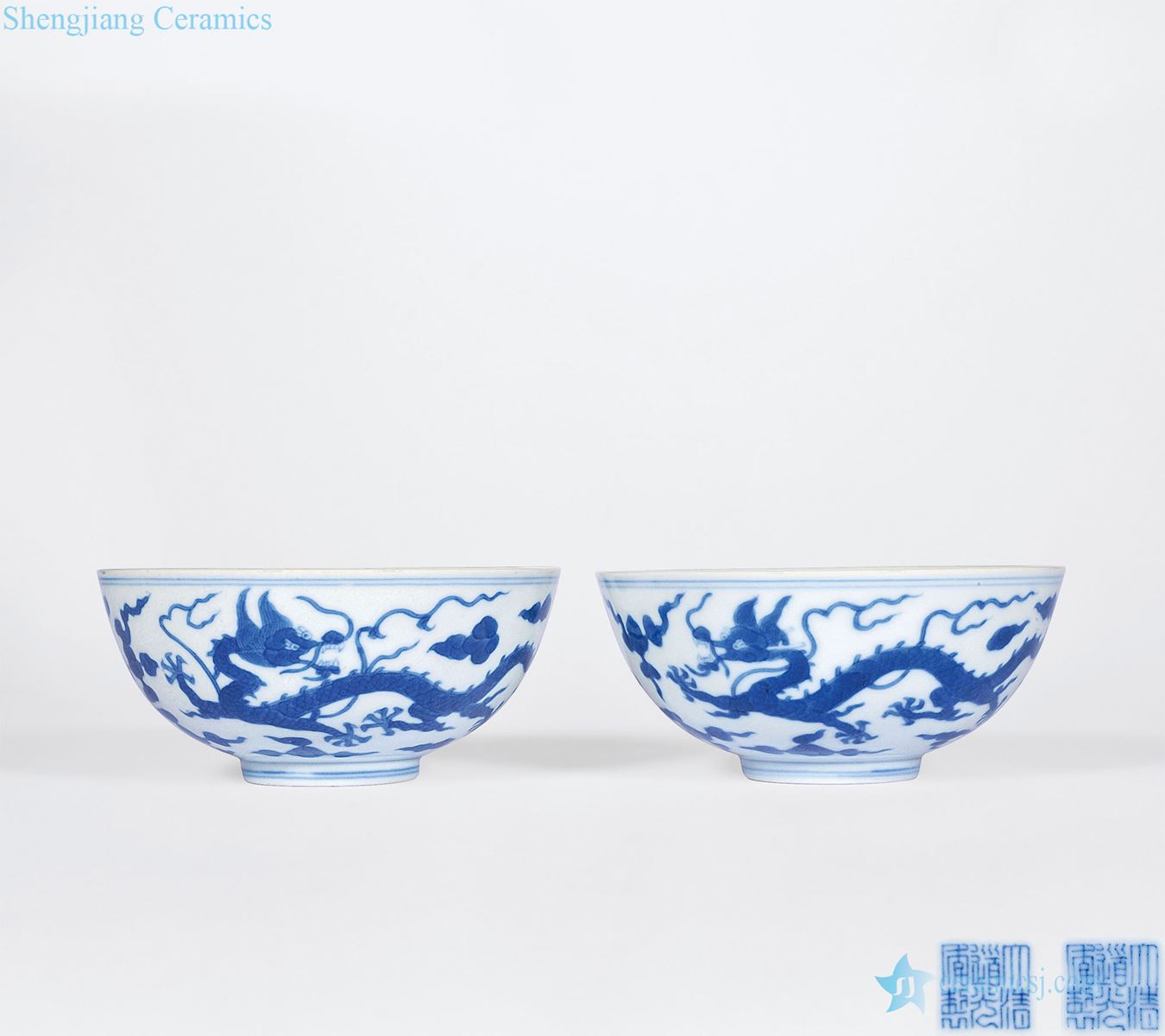 Qing daoguang Imitation pearl blue YunLongWen bowl (a)