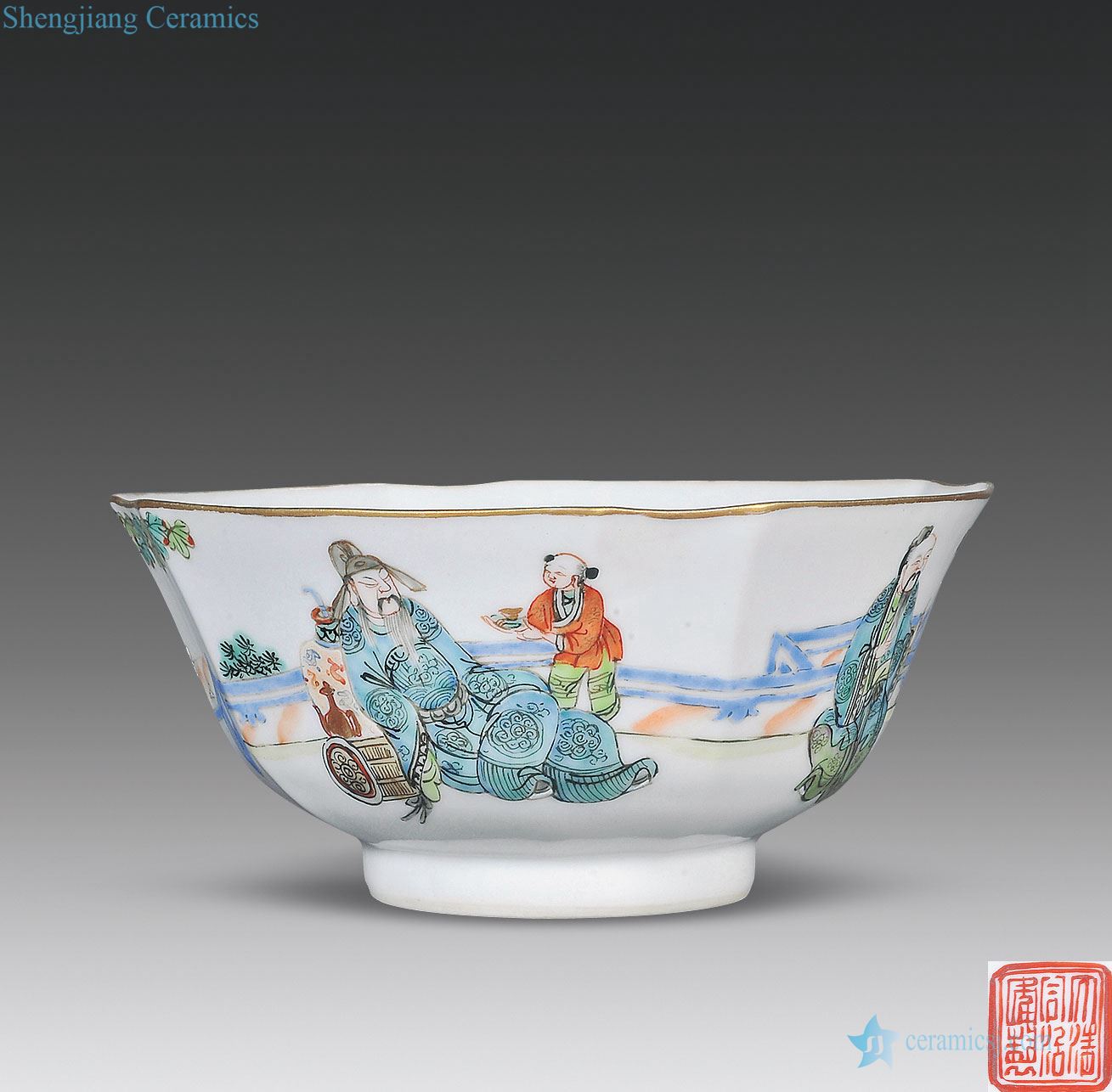 Dajing pastel character lines horn bowl