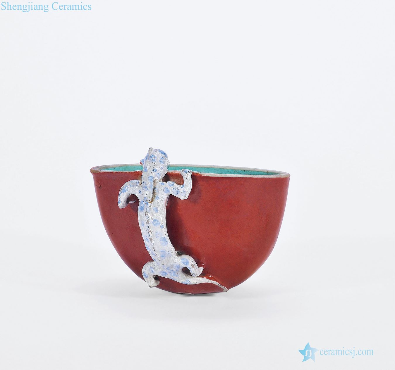 Qing qianlong coral red glaze enamel longnu cup